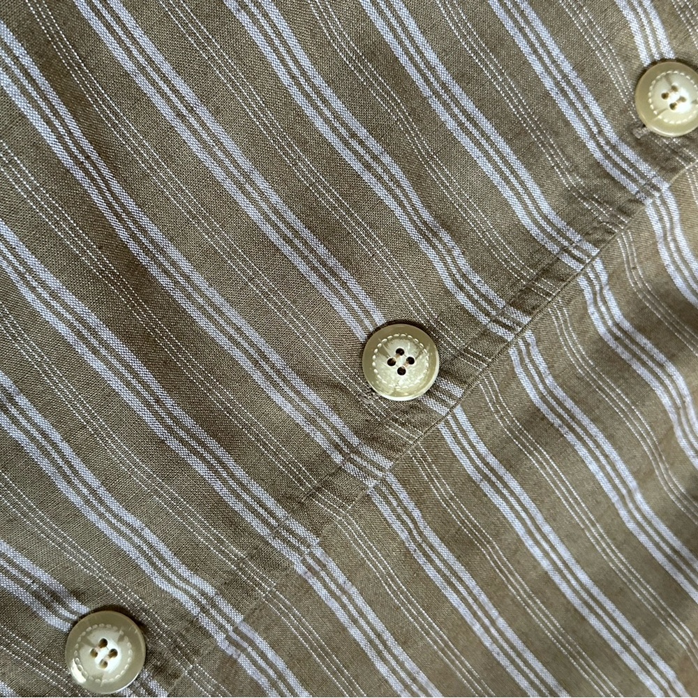 Chic brown white full Button-Down Striped Pencil … - image 10